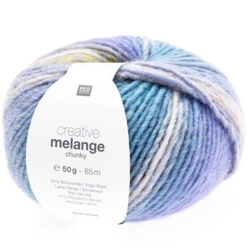 Pelote De Laine À Tricoter Creative Melange Chunky - Rico Design 067 Jaune-Turquoise