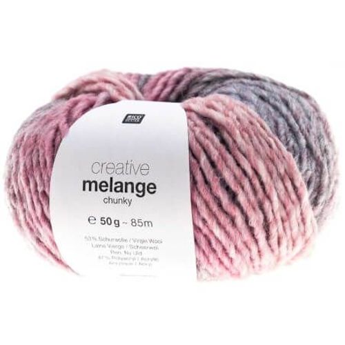 Pelote De Laine À Tricoter Creative Melange Chunky - Rico Design 060 Rose-Bleu
