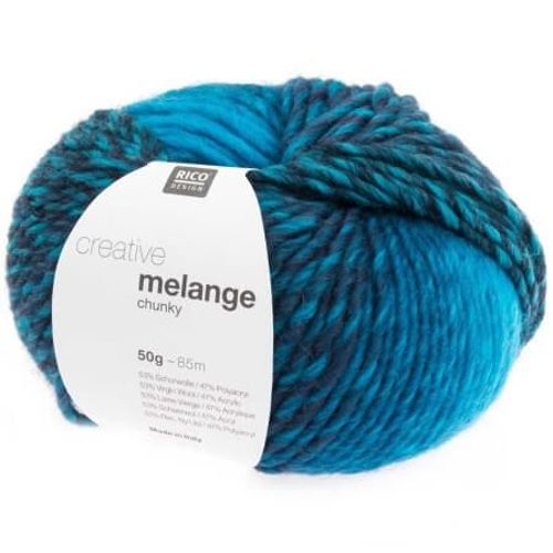 Pelote De Laine À Tricoter Creative Melange Chunky - Rico Design 010 Turquoise Bleu