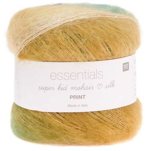Pelote Essentials Super Kid Mohair Loves Silk Print 50 Gr - Rico Design 14 Vert