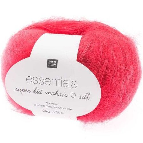 Fil À Tricoter Essentials Super Kid Mohair Loves Silk: Luxe, Douceur Et Créativité - 25gr - Rico Design 18 Rouge Melon