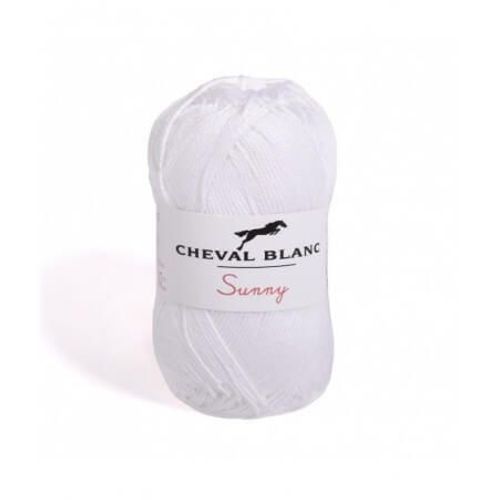 Pelote De Coton À Tricoter Sunny Uni - Cheval Blanc - Ppsc 11 Blanc