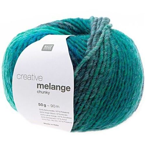Pelote De Laine À Tricoter Creative Melange Chunky - Rico Design 058 Bleu-Vert