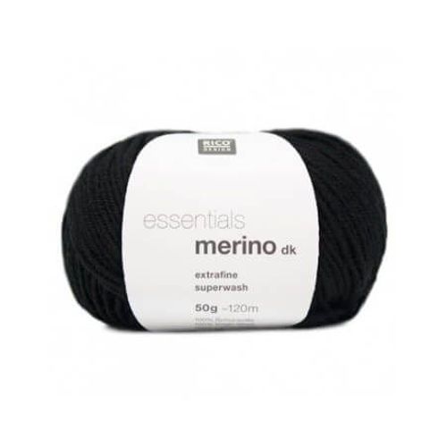 Fil De Laine À Tricoter Essentials Merino Dk - Rico Design 90 Noir