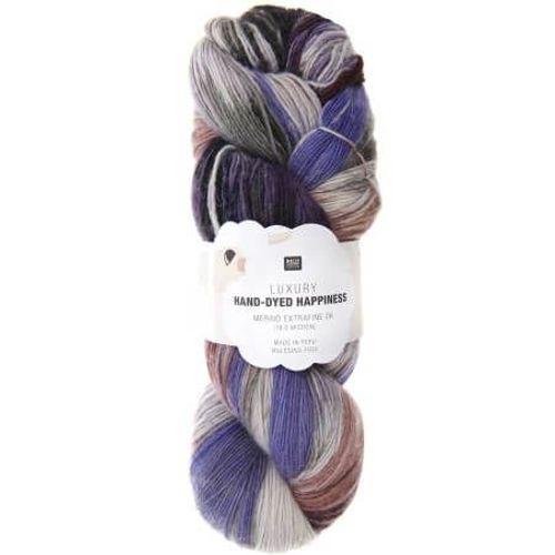 Pelote De Laine Luxury Hand-Dyed Happiness Dk - 100gr - Rico Design 017 Lilas-Marron
