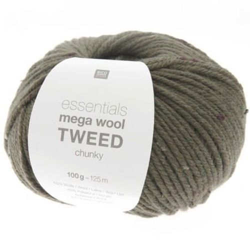 Pelote De Laine À Tricoter Essentials Mega Wool Tweed Chunky - 100gr - Rico Design 08 Vert Kaki