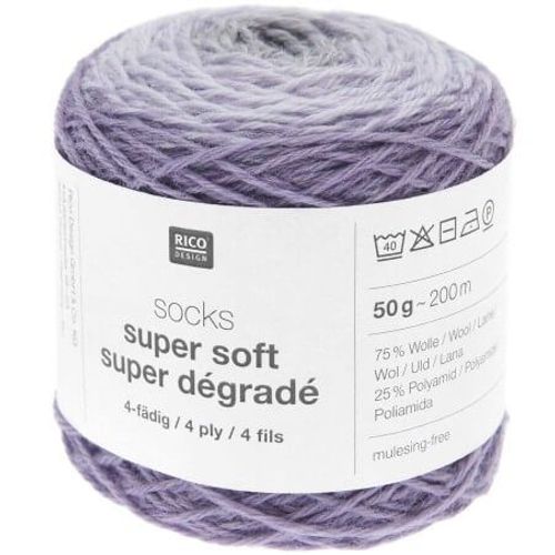 Laine À Chaussette Socks Super Soft Super Dégradé 4 Fils - Rico Design 07 Violet Lilas
