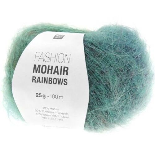 Pelote De Laine Et Mohair Fashion Mohair Rainbows - 25gr - Rico Design 05 Vert Aqua