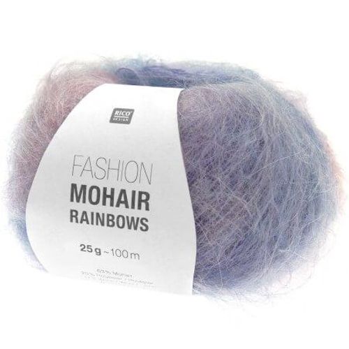Pelote De Laine Et Mohair Fashion Mohair Rainbows - 25gr - Rico Design 04 Violet Fresh