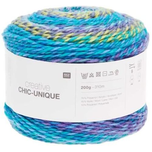 Pelote De Laine À Tricoter Creative Chic Unique - 200gr - Rico Design 012 Aqua Bleu