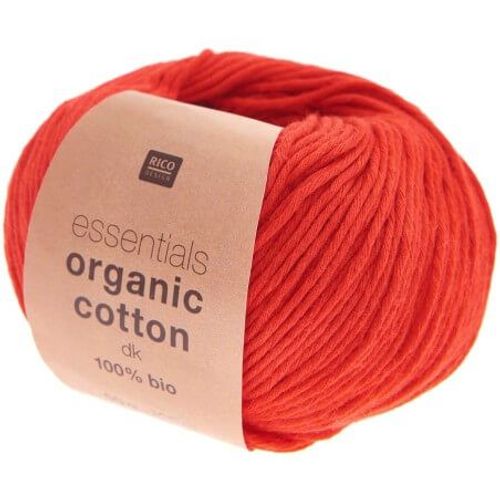Coton À Tricoter Essentials Organic Cotton Dk - Rico Design Rouge (008 - Rouge)