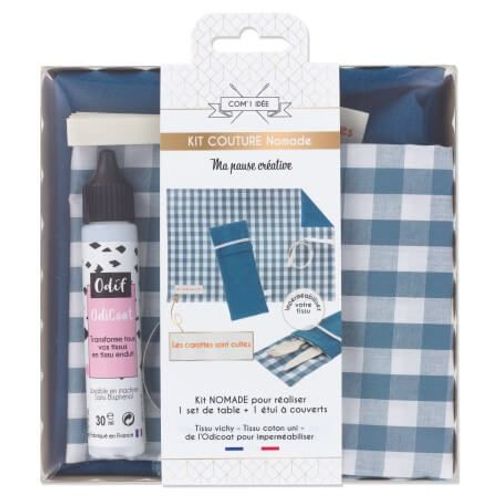 Kit Set De Table Nomade En Popeline Vichy Vert (Vichy Vert)