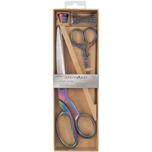 Coffret Ciseaux : Couture 21.5cm + Broderie 9.5cm + Dé À Coudre + Épingles - Milward Arc En Ciel Multicolore