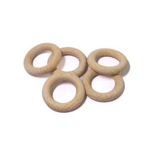 Lot De 5 Anneaux En Bois De Hêtre 35mmx7mm - 3bcom Marron
