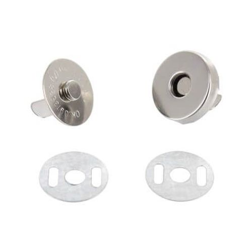 Lot De 5 Boutons Pression Aimanté 15mm - 3bcom Argent