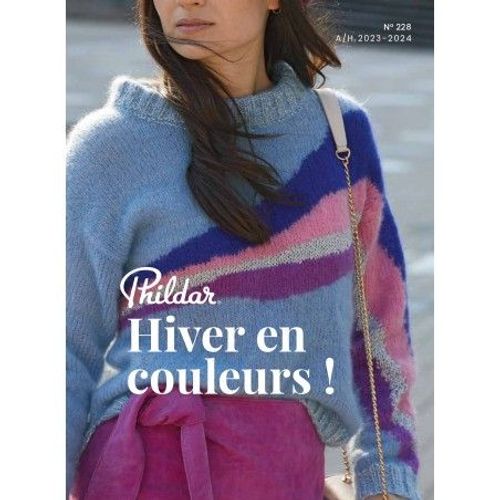 Catalogue Femme Automne/Hiver 2023-2024 N°228 De Phildar - Hiver En Couleur - Élégance Rétro Et Tendances Actuelles Bleu