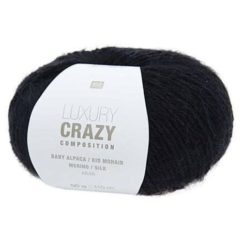Fil Exceptionnel À Tricoter Luxury Crazy Composition Aran - Rico Design 09 Noir