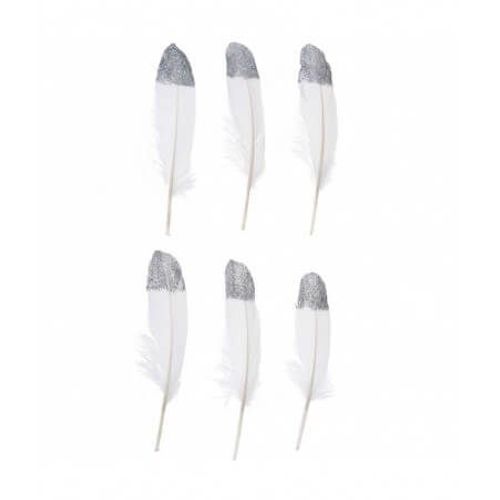 Grandes Plumes Fantaisies 18 Cm X 6 Pièces - Rico Design Blancargent Blanc