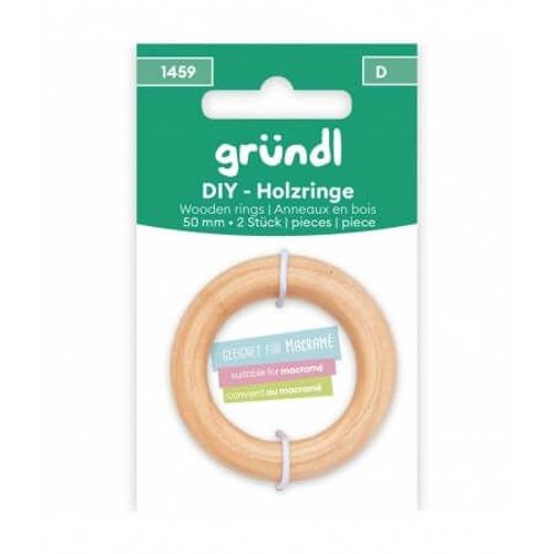 Lot 2 Anneaux En Bois Diy 50 Mm - Grundl Marron
