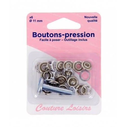 Boutons Pression Blanc Avec Outillage Diam. 11 Mm X 6 - Distrifil Blanc