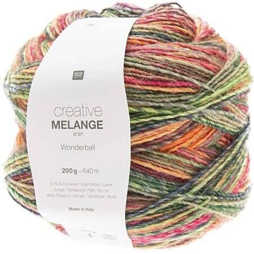 Pelote De Laine Creative Melange Aran Wonderball - 200 Gr - Rico Design 04 Multicolore