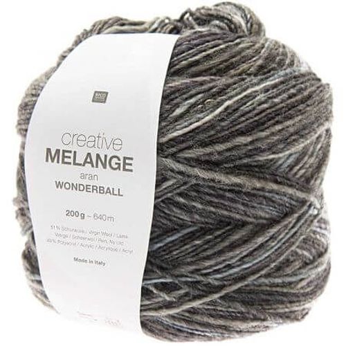 Pelote De Laine Creative Melange Aran Wonderball - 200 Gr - Rico Design 08 Gris