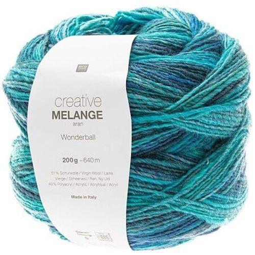 Pelote De Laine Creative Melange Aran Wonderball - 200 Gr - Rico Design 06 Bleu