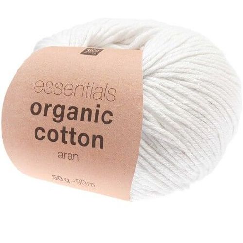 Coton À Tricoter Essentials Organic Cotton Aran - Rico Design 1 Blanc