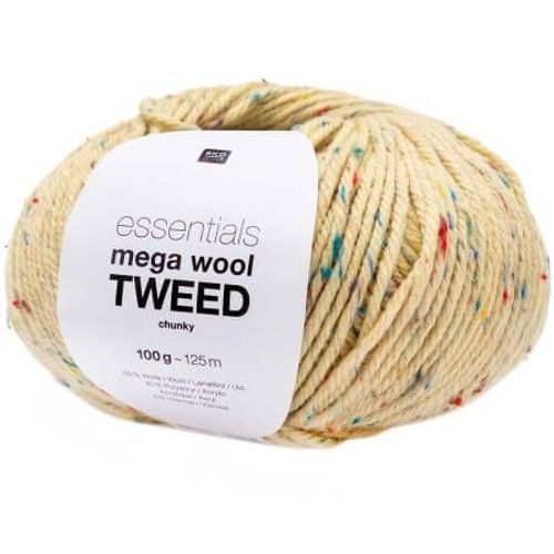 Pelote De Laine À Tricoter Essentials Mega Wool Tweed Chunky - 100gr - Rico Design 02 Jaune