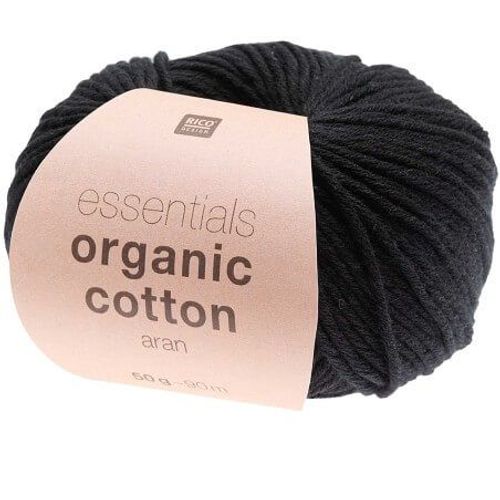 Coton À Tricoter Essentials Organic Cotton Aran - Rico Design 20 Noir