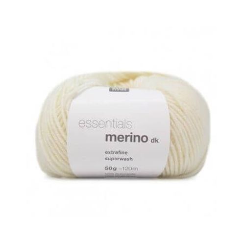 Fil De Laine À Tricoter Essentials Merino Dk - Rico Design 60 Ecru