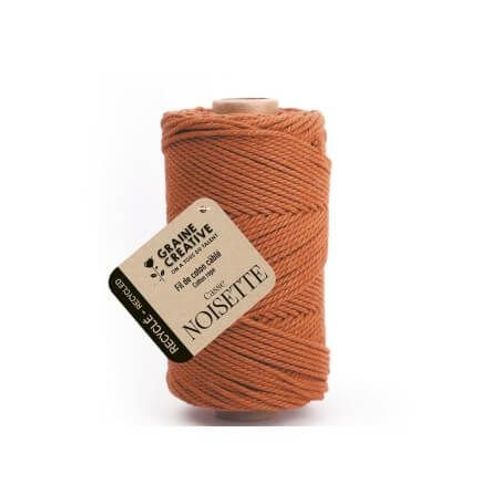 Bobine De Coton Câblé Recyclé 2mm - 400gr - Graine Créative 200126 Casse Noisette