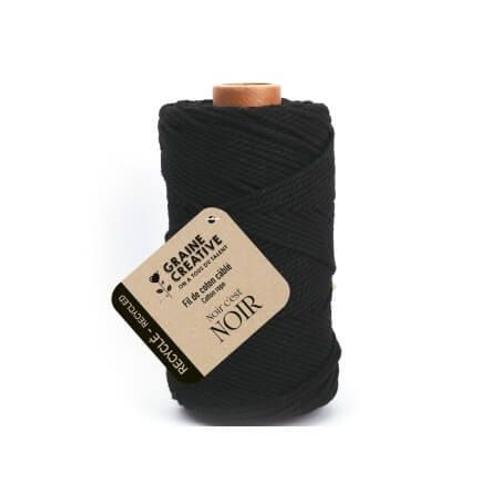 Bobine De Coton Câblé Recyclé 2mm - 400gr - Graine Créative 200129 Noir C'est Noir