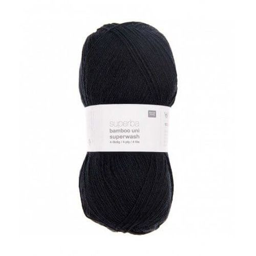 Pelote De Laine À Chaussettes À Tricoter Superba Bamboo Uni Superwash - Rico Design Noir (006 - Noir)