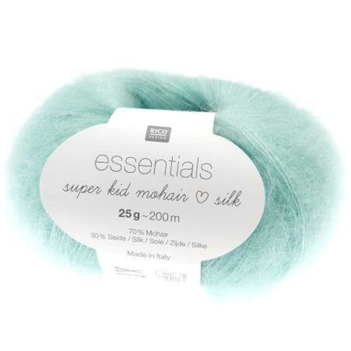 Fil À Tricoter Essentials Super Kid Mohair Loves Silk: Luxe, Douceur Et Créativité - 25gr - Rico Design 060 Aigue-Marine Bleu