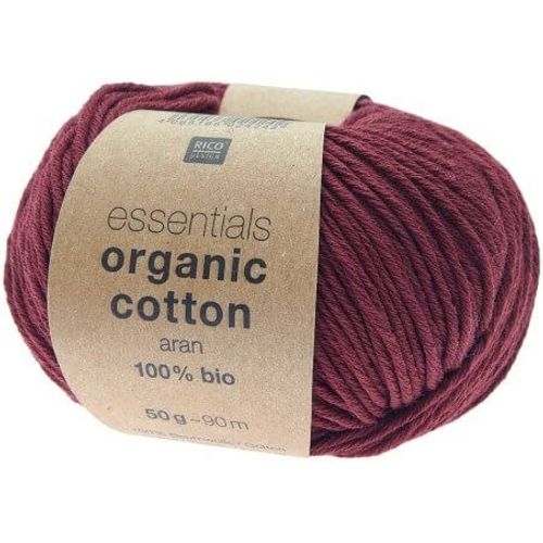 Coton À Tricoter Essentials Organic Cotton Aran - Rico Design 29 Rouge Vin