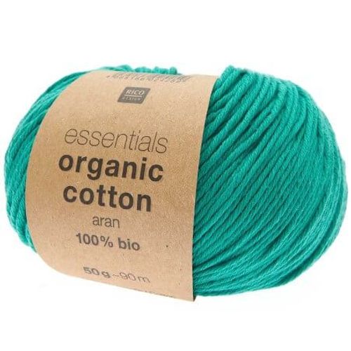 Coton À Tricoter Essentials Organic Cotton Aran - Rico Design 30 Vert Aqua