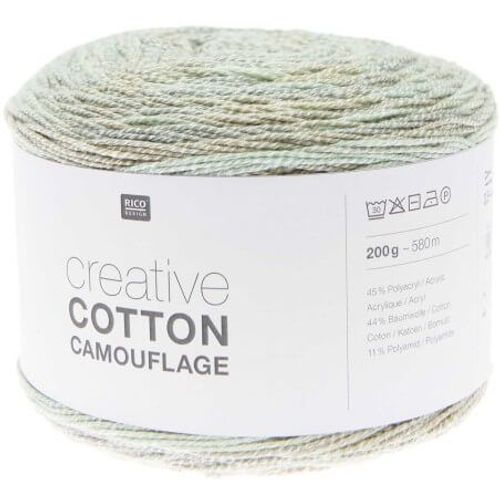 Pelote De Coton Creative Cotton Camouflage - 200gr - Rico Design 005 Vert - Misty Forest