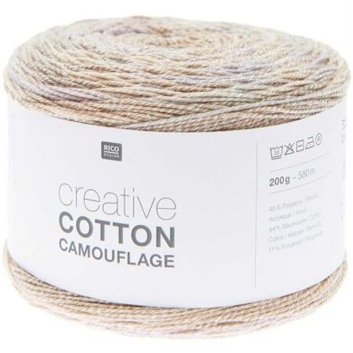 Pelote De Coton Creative Cotton Camouflage - 200gr - Rico Design 004 Ecru - Sandy Beach