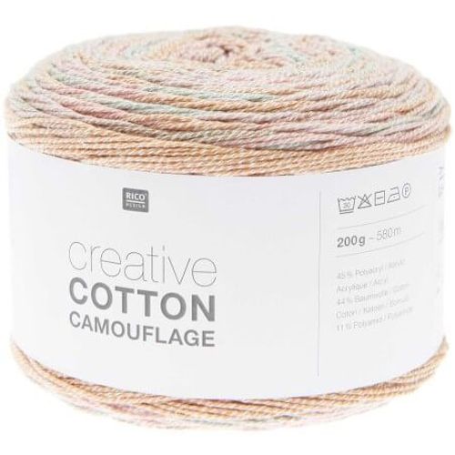 Pelote De Coton Creative Cotton Camouflage - 200gr - Rico Design 001 Multicolore - Dusty Sunrise