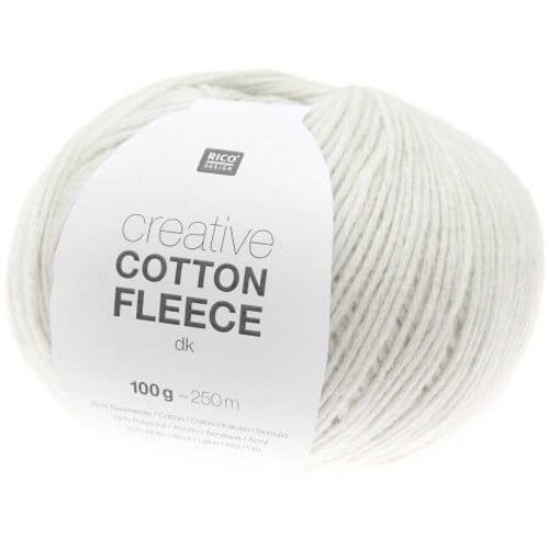 Pelote De Coton Creative Cotton Fleece Dk - 100 Gr - Rico Design 001 Blanc
