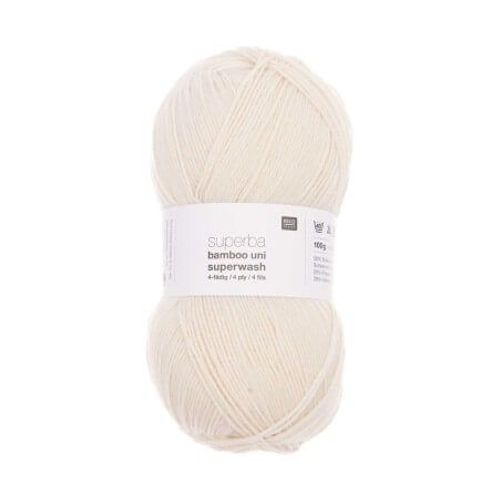 Pelote De Laine À Chaussettes À Tricoter Superba Bamboo Uni Superwash - Rico Design Ecru (007 - Creme)
