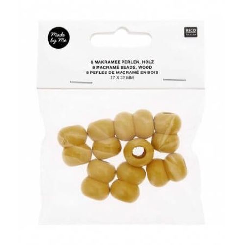 Perles De Macramé En Bois 17x22mm X8 - Rico Design Jaune