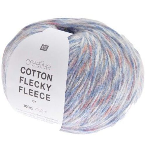 Pelote De Coton Creative Cotton Flecky Fleece Dk - Rico Design Bleu (010 - Aqua)