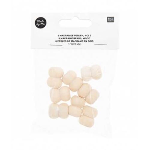 Perles De Macramé En Bois 17x22mm X8 - Rico Design Ecru (Nature)
