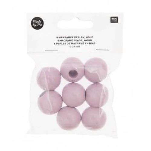 Perles De Macramé En Bois 25mm X8 - Rico Design Rose (Rose Antique)