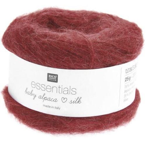 Fil Exceptionnel À Tricoter Essentials Baby Alpaca Loves Silk - 25gr - Rico Design 008 Rouge Cerise