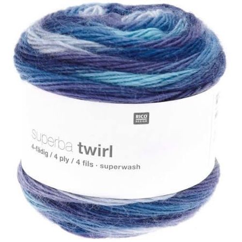 Laine À Chaussette Superba Twirl 4 Fils - 100gr - Rico Design 004 Bleu