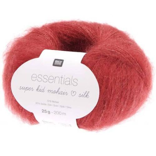 Fil À Tricoter Essentials Super Kid Mohair Loves Silk: Luxe, Douceur Et Créativité - 25gr - Rico Design 027 Rouge Argile