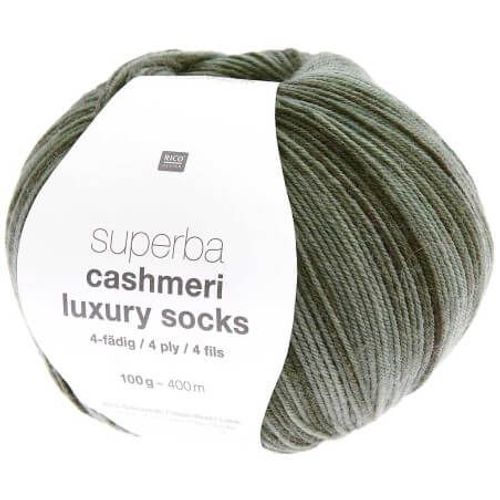 Pelote De Laine À Chaussettes Superba Cashmeri Luxury Socks 4 Fils - 100g - Rico Design : Douceur Et Luxe Pour Vos Pieds Vert (017 - Olive)